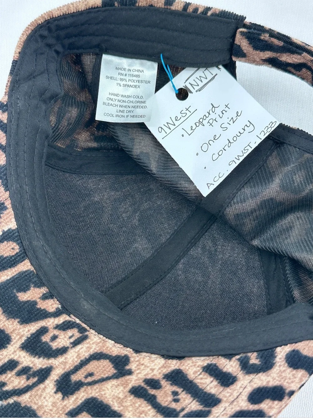 NWT Leopard Print Baseball Cap Micro Corduroy NineWest Unisex